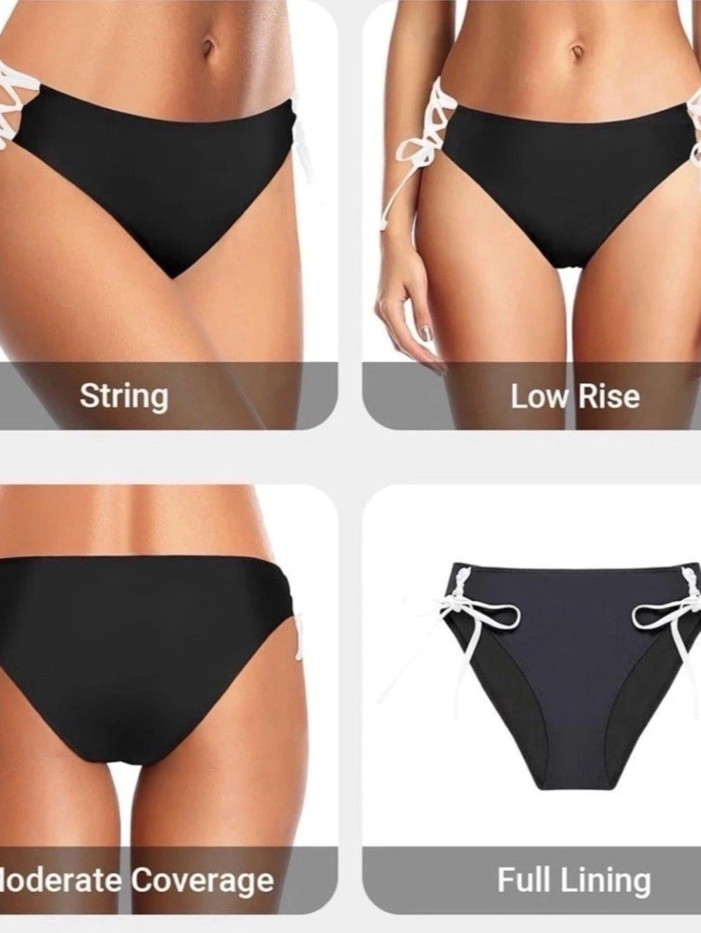 ZMART String Side-Tie Bikini Bottom in Black NWT Size Large - Image 3