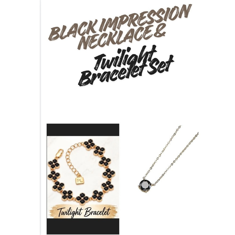 Park Lane Black & Gold Tone Impression Necklace & Twilight Bracelet Set NIB - Image 1