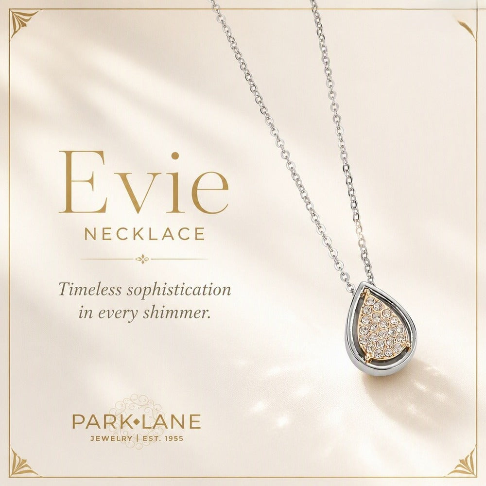 Park Lane Evie Silver Gold Teardrop Pavé Crystal Necklace NIB - Image 1