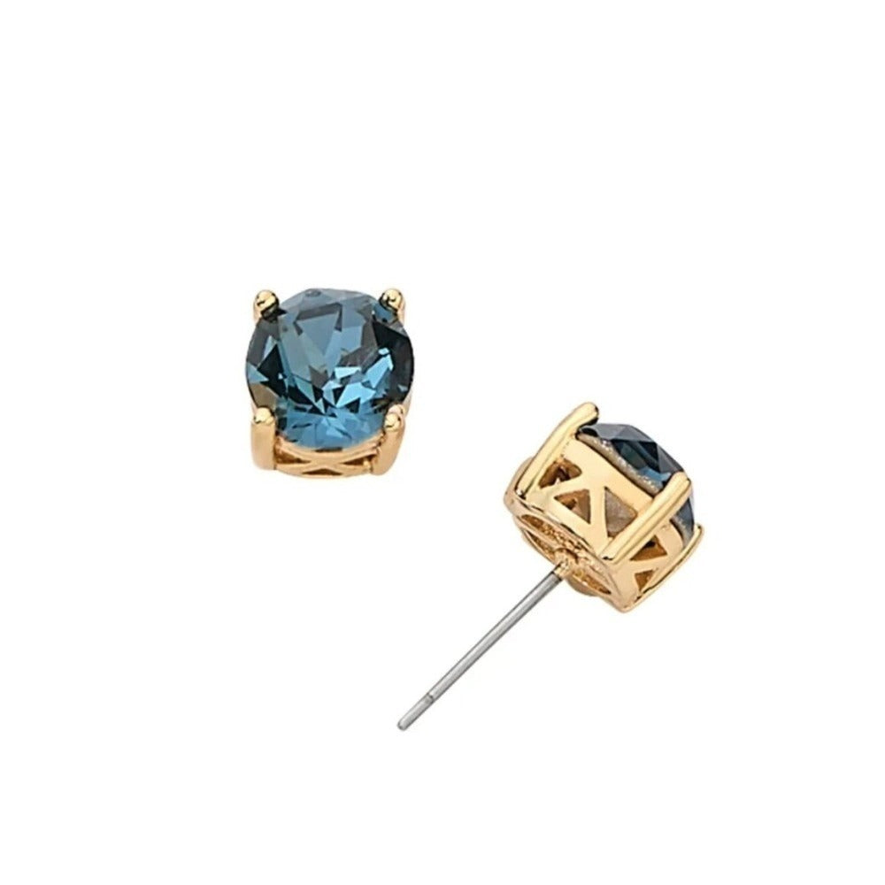 Park Lane Denim Blue Impression Earrings Gold Tone Studs NIB - Image 2