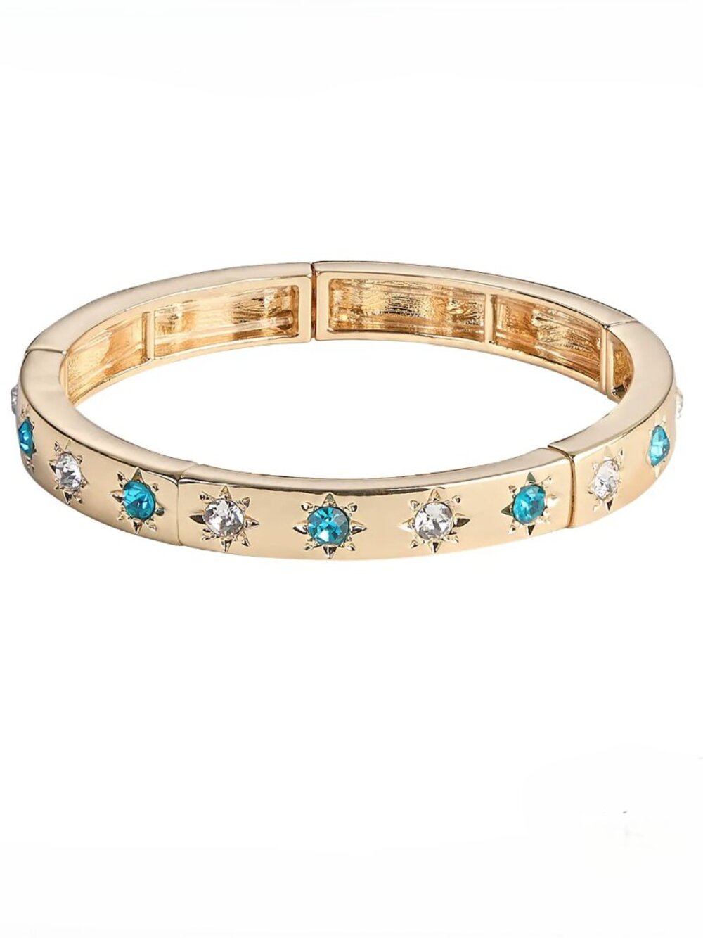Park Lane Big Sky Gold Tone Stretch Bracelet Blue Clear Starburst Crystal NIB - Image 1