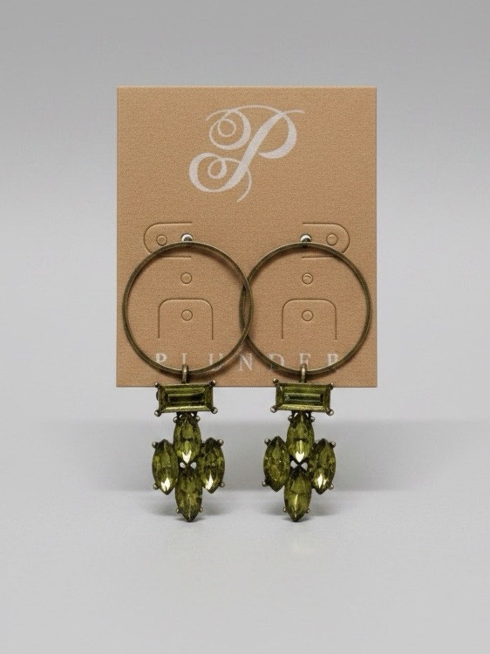 Plunder Green Crystal Jewelry Set - Necklace, Bracelet & Hoop Earrings NWOT - Image 2