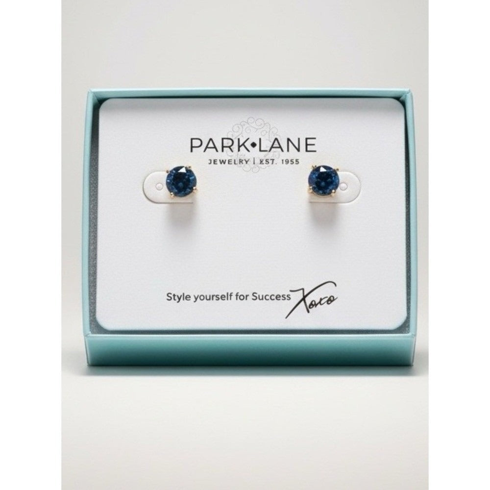 Park Lane Denim Blue Impression Earrings Gold Tone Studs NIB - Image 1