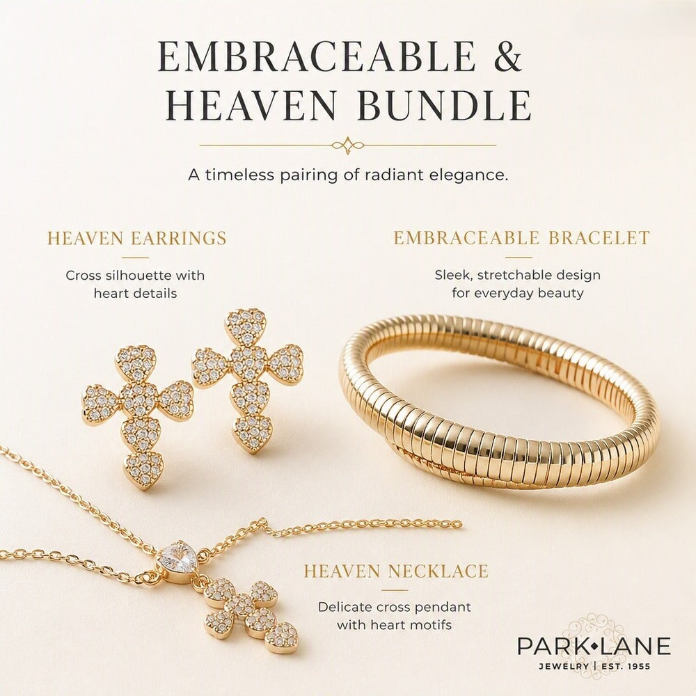 Park Lane Embraceable & Heaven Bundle Gold Tone Cross Heart Set NIB - Image 1