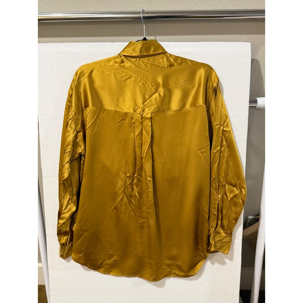 Randy Kemper Vintage 100% Silk Button Down Shirt Mustard Gold Size 10 - Image 2