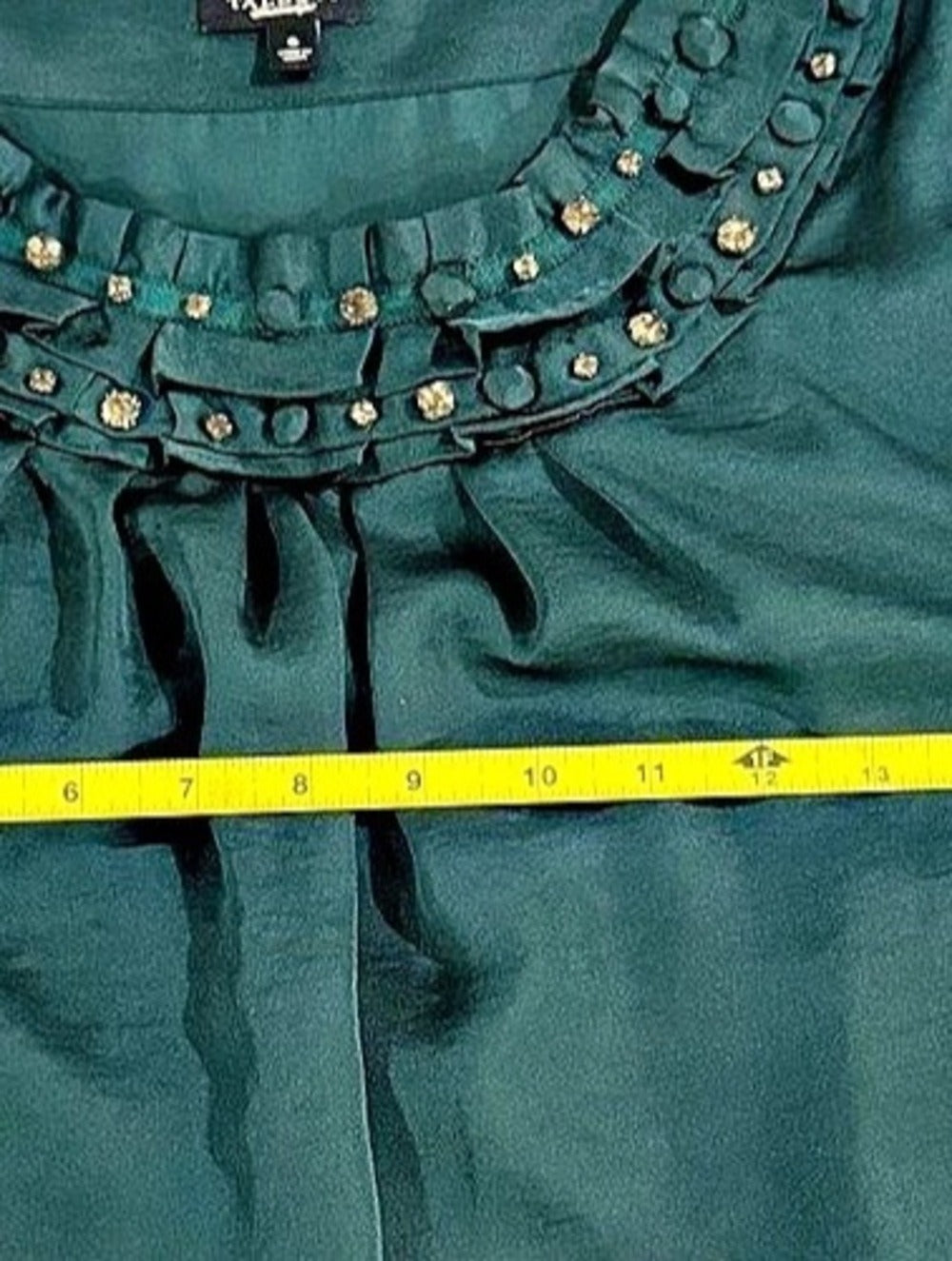 Talbots Embellished Neckline Blouse in Green Size 6 - Image 4