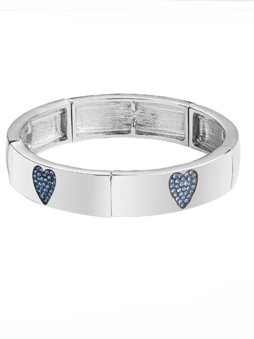 Park Lane "Darling" Silver Tone Bracelet with Blue Heart Crystal Accents - NIB - Image 1