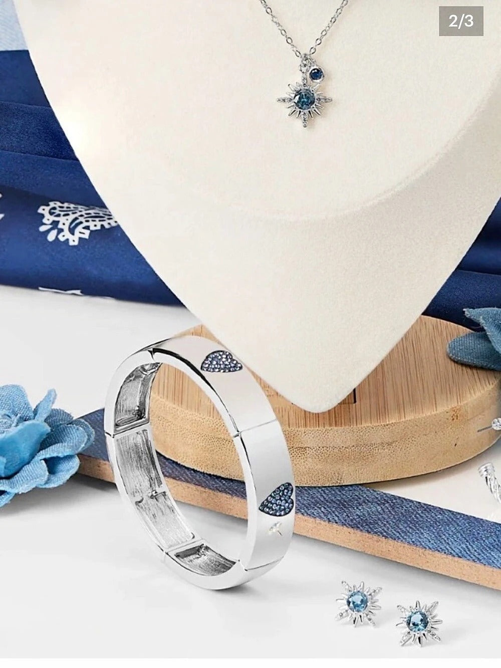 Park Lane Shiloh & Darling Silver-Tone Blue Crystal Set NIB - Image 7