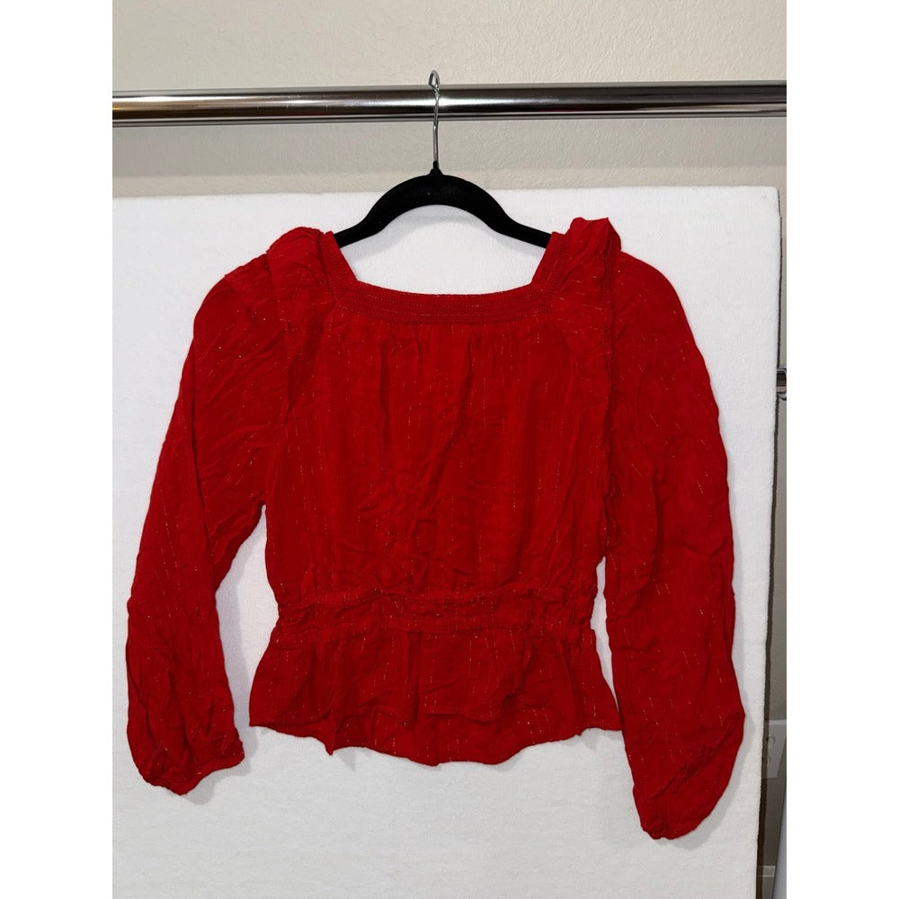Universal Thread Womens Red Smocked Peplum Top XS - Image 2