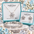 Park Lane Jewelry Flower Set Silver Tone Necklace Earrings Bracelet - Image 1