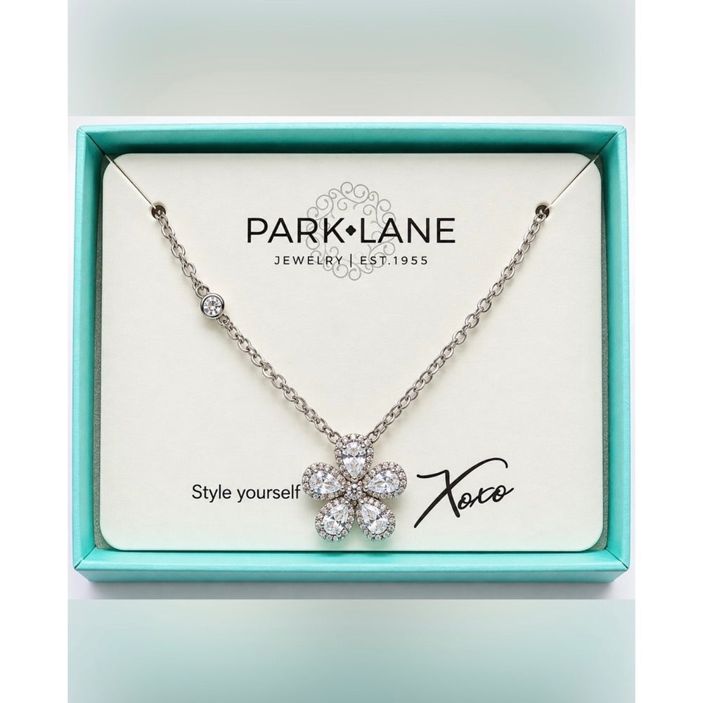 Park Lane Jewelry Flower Set Silver Tone Necklace Earrings Bracelet - Image 3